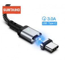 USB дата-кабель USB Type-C, магнитный, прямоугольный, черный