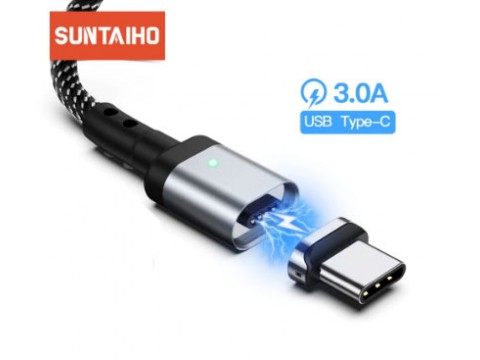 USB дата-кабель USB Type-C, магнитный, прямоугольный, черный